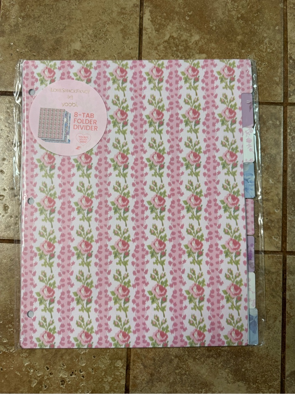 Yoobi Pink Floral 8-Tab Folder Divider